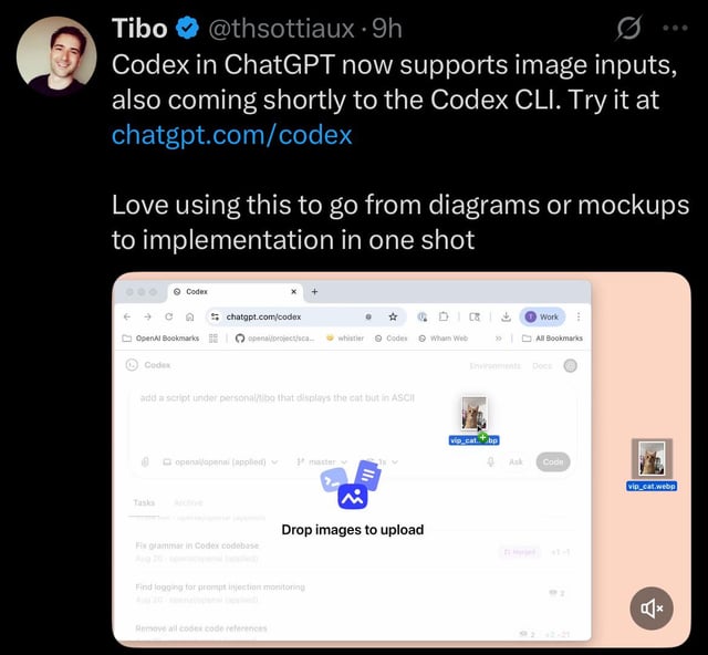 r/OpenAI - Codex in ChatGPT now supports image inputs.