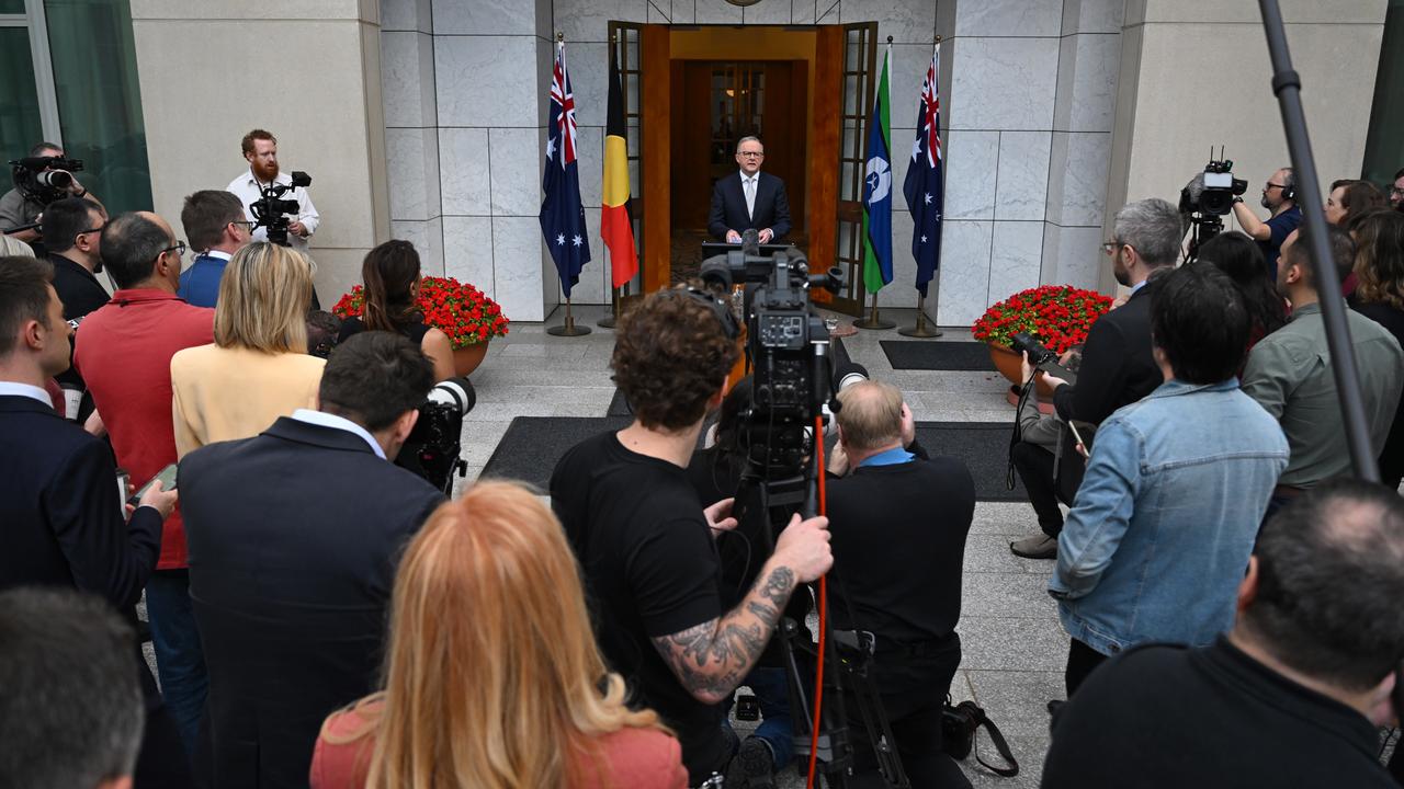 Prime Minister Anthony Albanese at a press conference.