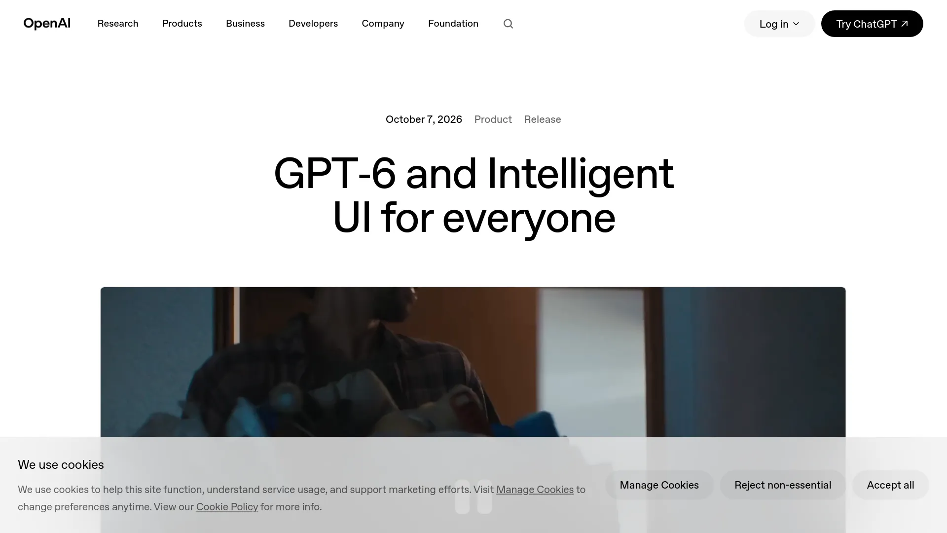 OpenAI's official GPT-6 Intelligent UI launch page