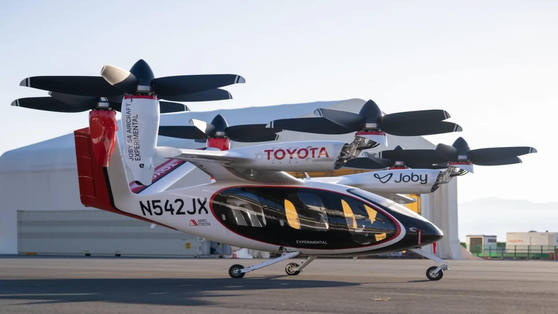 Joby Aviation's electric air taxi at Fuji Speedway, Japan, December 2025, where the company conducted a week-long flight demonstration campaign in collaboration with Toyota Motor Corporation.